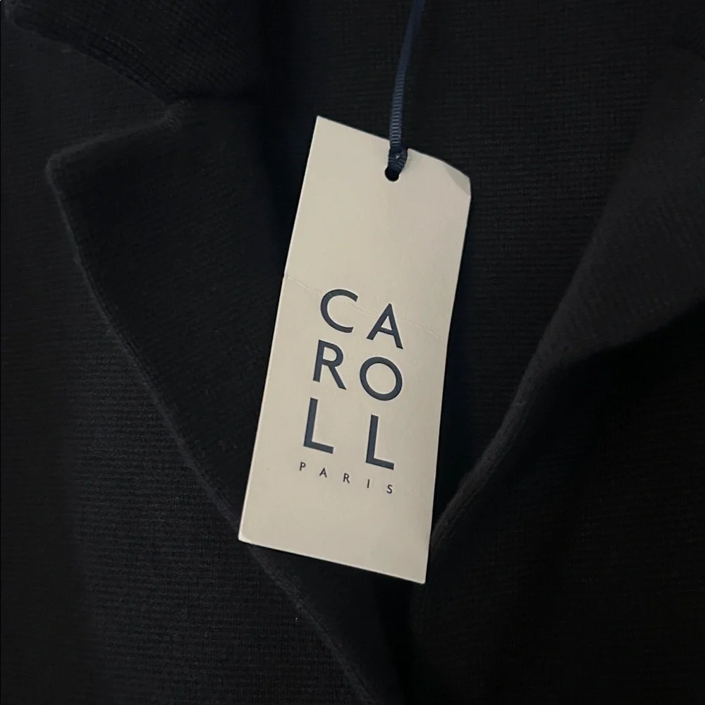 NWT Caroll Paris Three Button Front Patch Pocket Long Cardigan Black Sweater - Picture 9 of 12